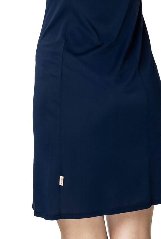 Granatowa halka Mewa 4127 Amelia z jedwabiu Vistex z ozdobnym dekoltem