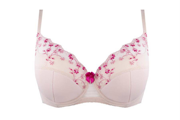 Biustonosz typu full cup Unikat VIVIAN w delikatne różowe kwiatuszki