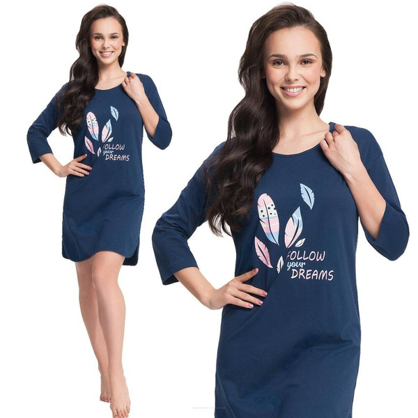 Bawełniana koszula nocna oversize z rękawem 3/4 Luna 12 OSTATNIE SZTUKI