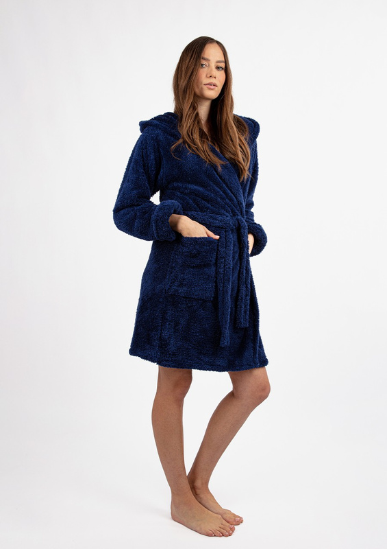 Puchaty szlafrok/ podomka DIANA- granat Dkaren