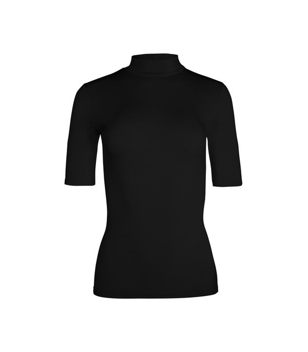 Bluzka damska z krótkim rękawem i półgolfem Babell LAYLA Czarna