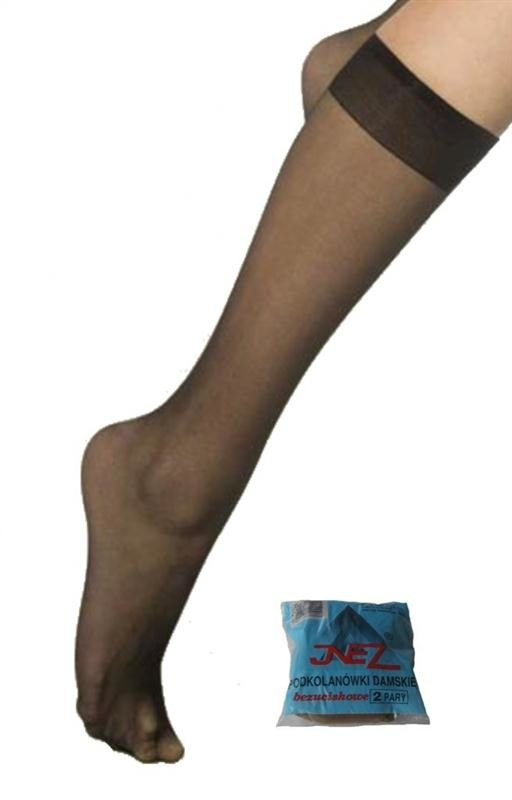 Czarne podkolanówki damskie bezuciskowe Inez - woreczek