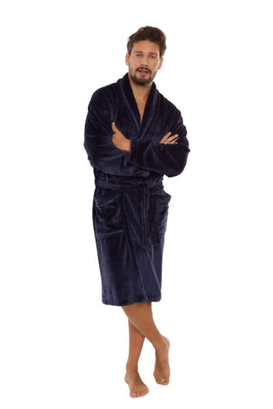 Granatowy szlafrok męski De Lafense 716 Rafael