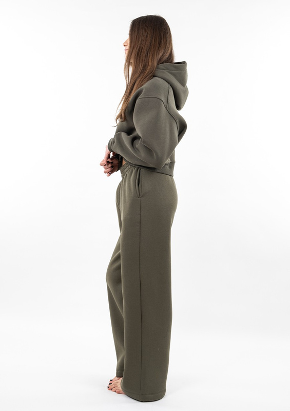 Ciepły komplet dresowy, bawełniany Dk-k-b15 khaki Dkaren