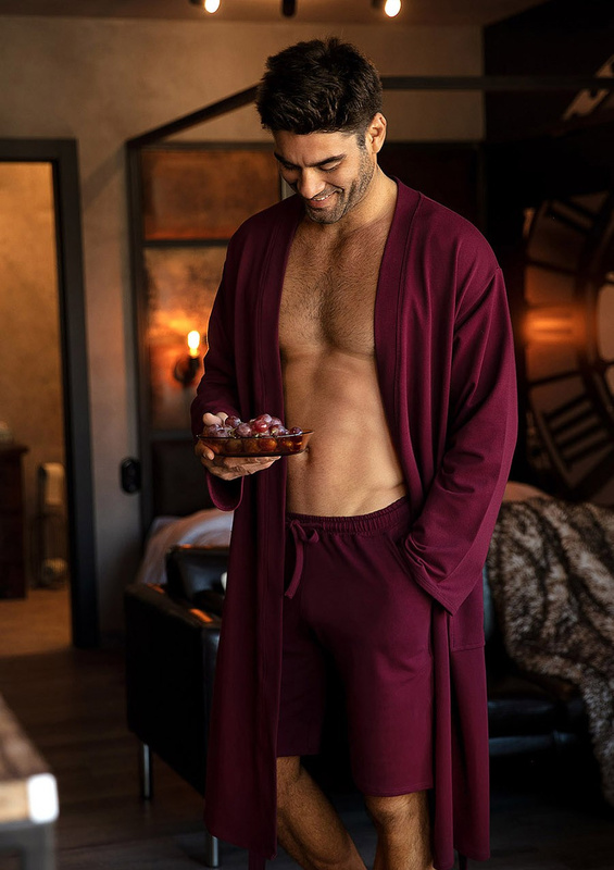 Bawełniany szlafrok/ podomka Męska Harry- niebieski- Dkaren