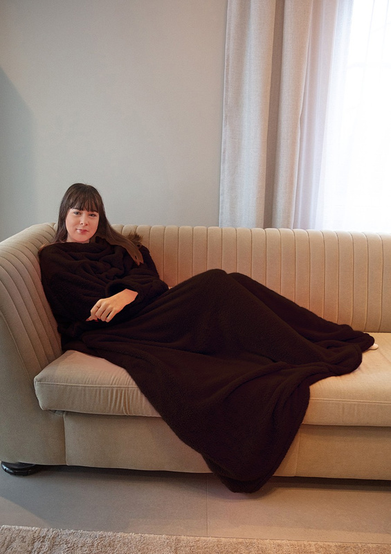 Koc z rękawami - puch granat - Dkaren