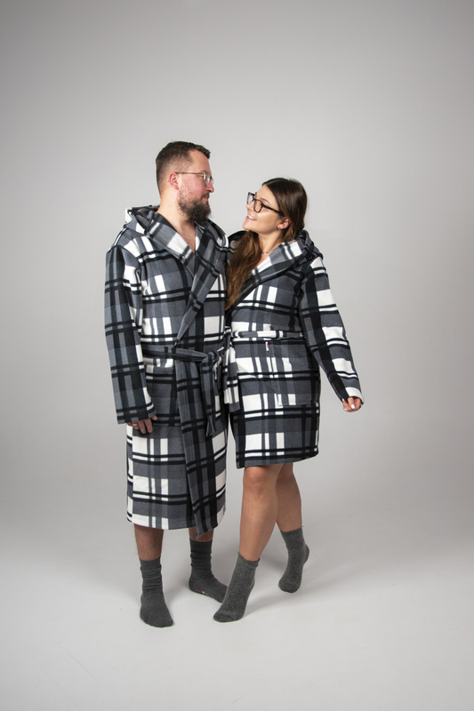 Cieplutki szlafrok męski SZARY Kocyk 034 De Lafense