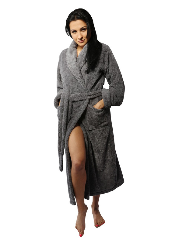 Puchaty szlafrok/ podomka ELIZA DŁUGA - puch turkus - Dkaren