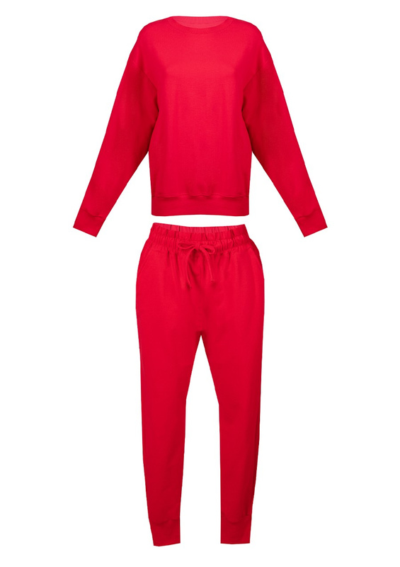 Komplet, bawełniany dress Dk-k-b7 czerwień Dkaren