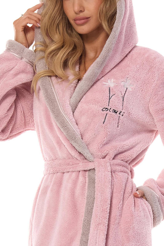 Długi szlafrok damski z kapturem L&L 2419 TESS Long baletowy