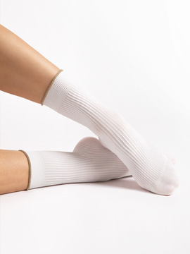 Skarpetki Fiore SASSY z ozdobną niteczką- białe