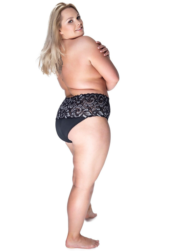 Damskie figi Mili z wysokim stanem kwiaty 6404 czarny - Mewa