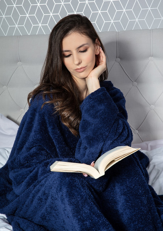 Koc z rękawami - puch granat - Dkaren