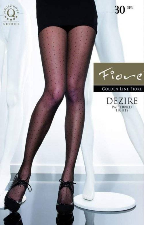 Rajstopy czarne we wzory w drobne kropki Fiore DEZIRE