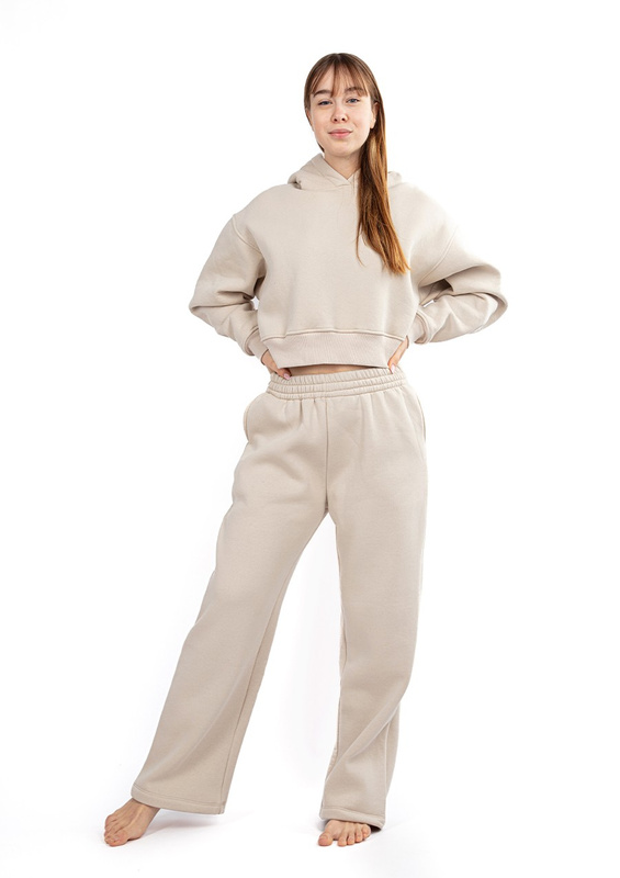 Ciepły komplet dresowy, bawełniany Dk-k-b15 beż Dkaren