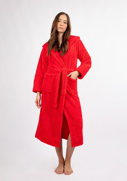 Szlafrok/ Podomka DIANA DŁUGA CZERWONA - puch czerwony  - Dkaren