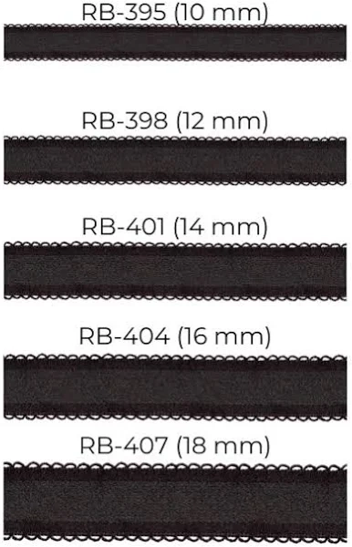 Materiałowe, wymienne  ramiączka do biustonosza Julimex RB-404 RAMIĄCZKA '16 MM' CZARNE
