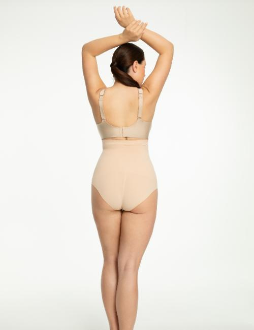 SEAMLESS HIGH-WAIST PANTY 441 -figi wyszczuplające wysoka talia BEZSZWOWE beż