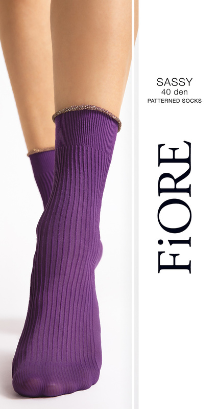 Skarpetki Fiore SASSY z ozdobną niteczką- nude