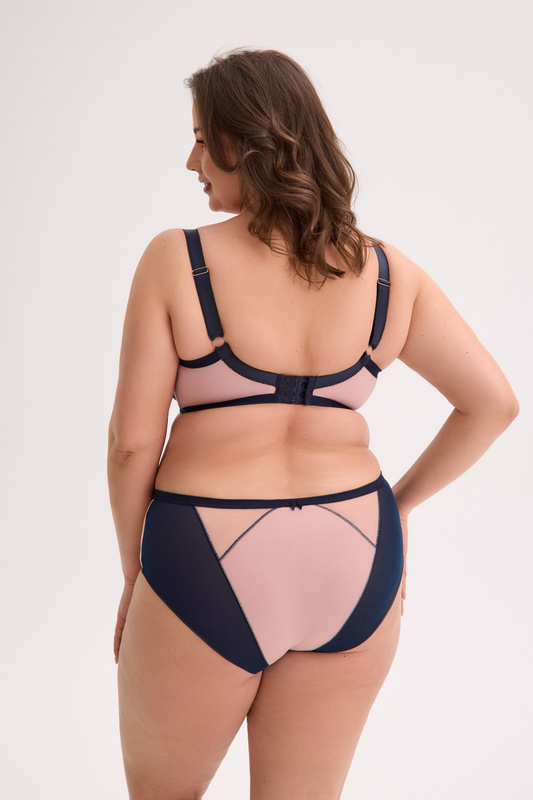 Gustowny biustonosz półusztywniany na duże biusty Aina Maxi granat-róż 1273 - Gaia