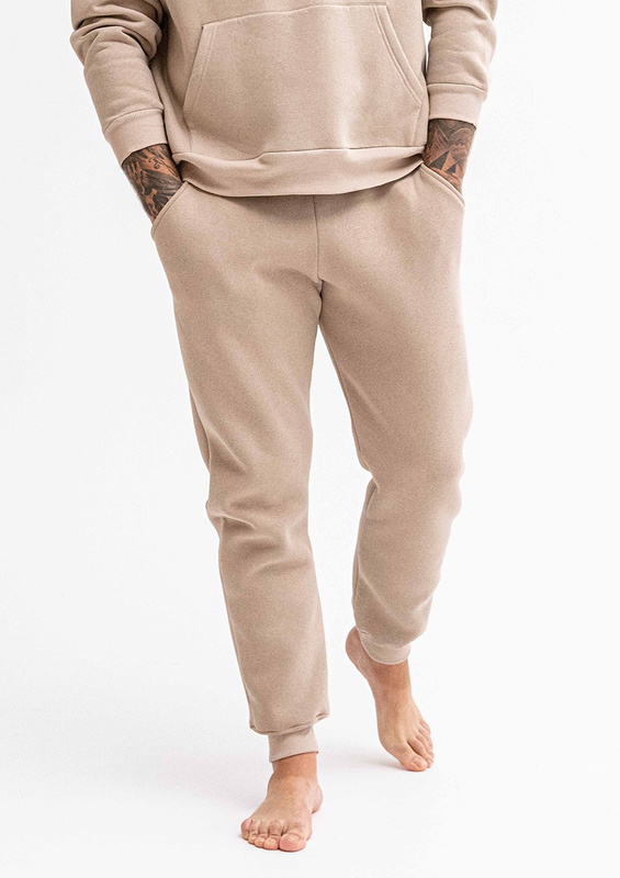 Spodnie męskie dresowe DK-K-B14 cappuccino bawełna gruba - Dkaren