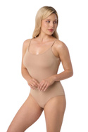 Gładkie beżowe body damskie na ramiączkach Babell HOLLY
