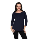 Granatowa gładka bluzka damska Babell CAMILLE z rękawkiem 7/8