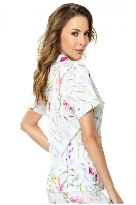 Rozpinana jedwabna bluzka w kwiaty Mewa Flores 6534