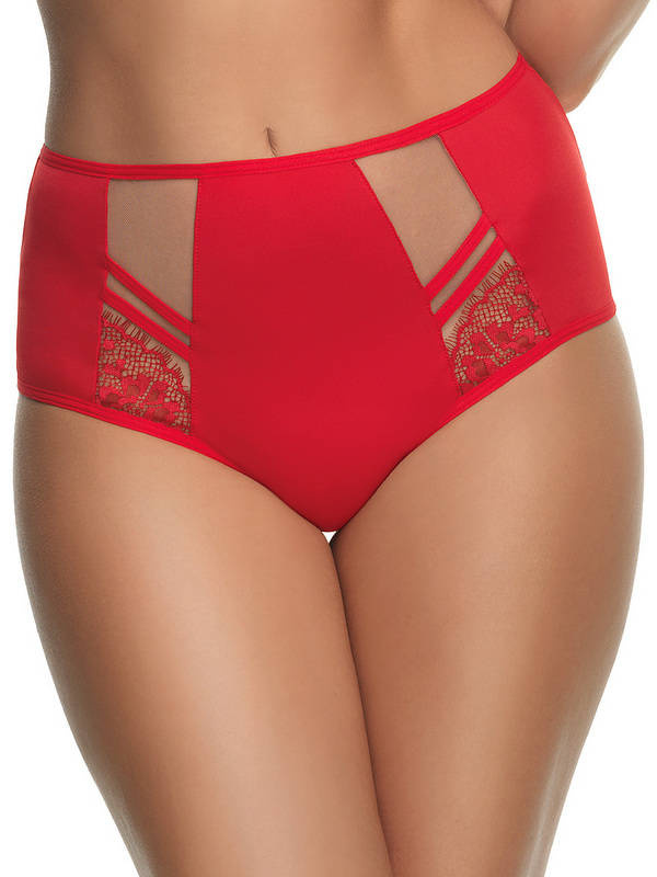 Czerwone figi brazyliany z koronkowymi wstawkami Gorsenia K498 PARADISE