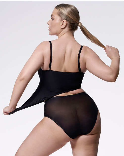 Rozciągliwa podkoszulka damska Julimex FLEXI-ONE Cami Top cienkie ramiączka CZARNA S-XL