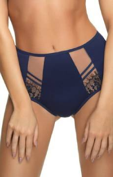 Granatowe brazyliany z koronkowym zdobieniem Gorsenia K498 PARADISE