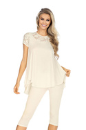 Elegancka kremowa piżama 3/4  Hamana Elimar S-5XL