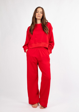 Bawełniany komplet dresowy DK-K-B23 - czerwony Dkaren