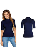 Bluzka damska z krótkim rękawem i półgolfem Babell LAYLA Granat