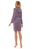 Krótki damski fioletowy szlafrok z kapturem L&L 2301 DAY 