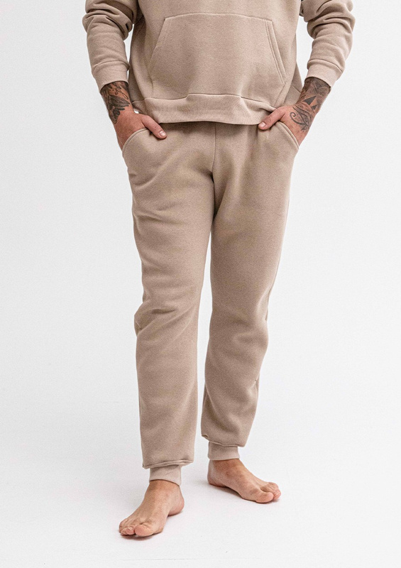 Wygodny dres męski Dk-k-b14 cappuccino bawełna gruba - Dkaren