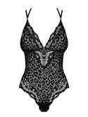 Czarne body w cętki Obsessive Giully z koszącymi paseczkami na plecach