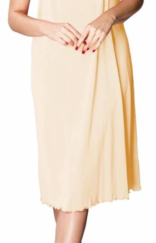 Długa koszula nocna z jedwabiu Vistex kremowy Mewa 4112 Beatriz