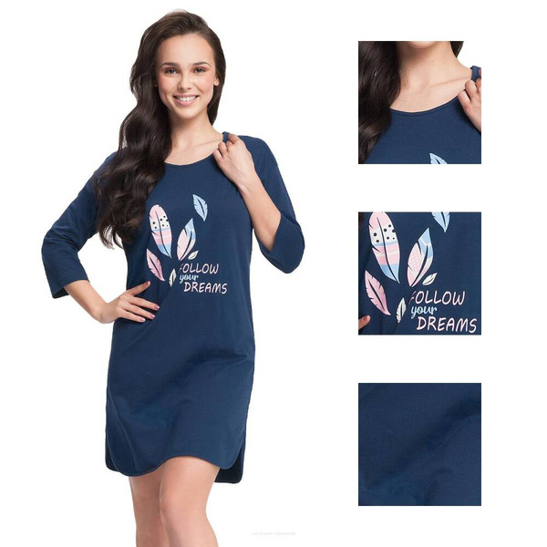 Bawełniana koszula nocna oversize z rękawem 3/4 Luna 12 OSTATNIE SZTUKI