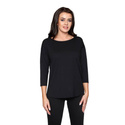 Czarna gładka bluzka damska Babell CAMILLE z rękawkiem 7/8