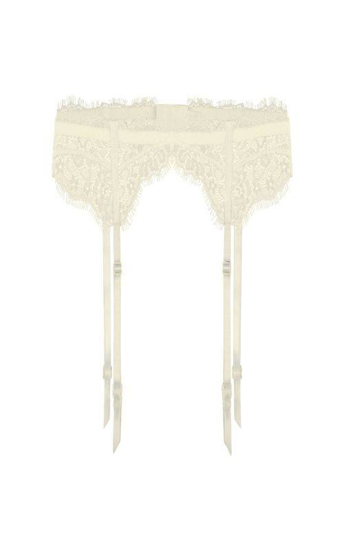 Ślubny kremowy pas do pończoch Julimex FUCHSIA