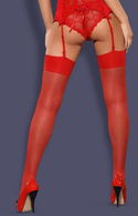Czerwone gładkie pończochy damskie Obsessive - S800