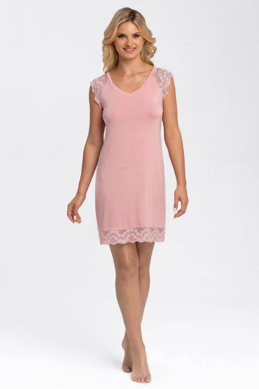 Różowa koronkowa koszula nocna Babella NAOMI róż peony