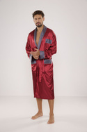 Bordowy satynowy szlafrok męski De Lafense 940