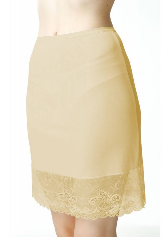 Krótka jedwabna półhalka z koronką pod spódnicę Mewa 6380